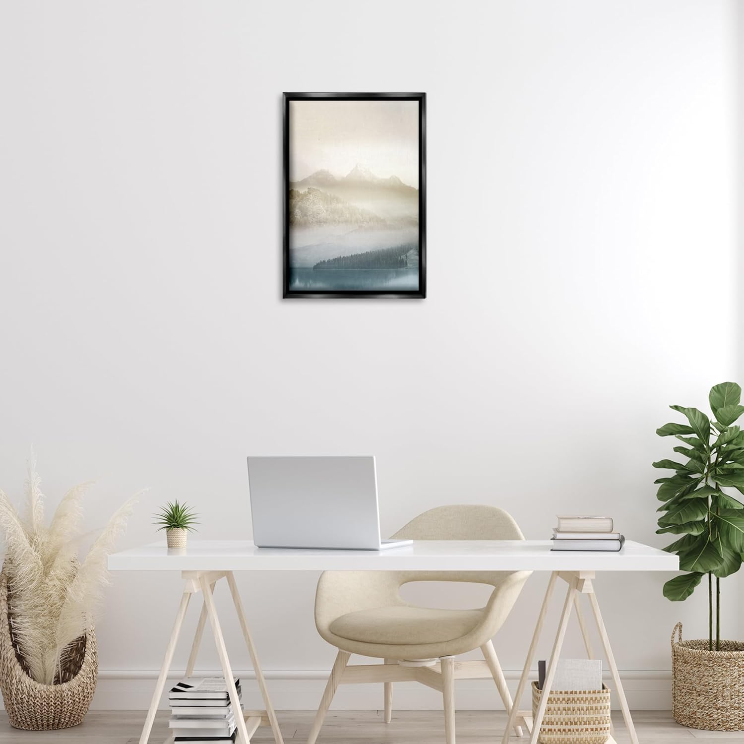 Stupell Industries Vanilla Mountain Peaks View Black Framed Floater Canvas Wall Art, design by Gemma Bardot, 17 x 25
