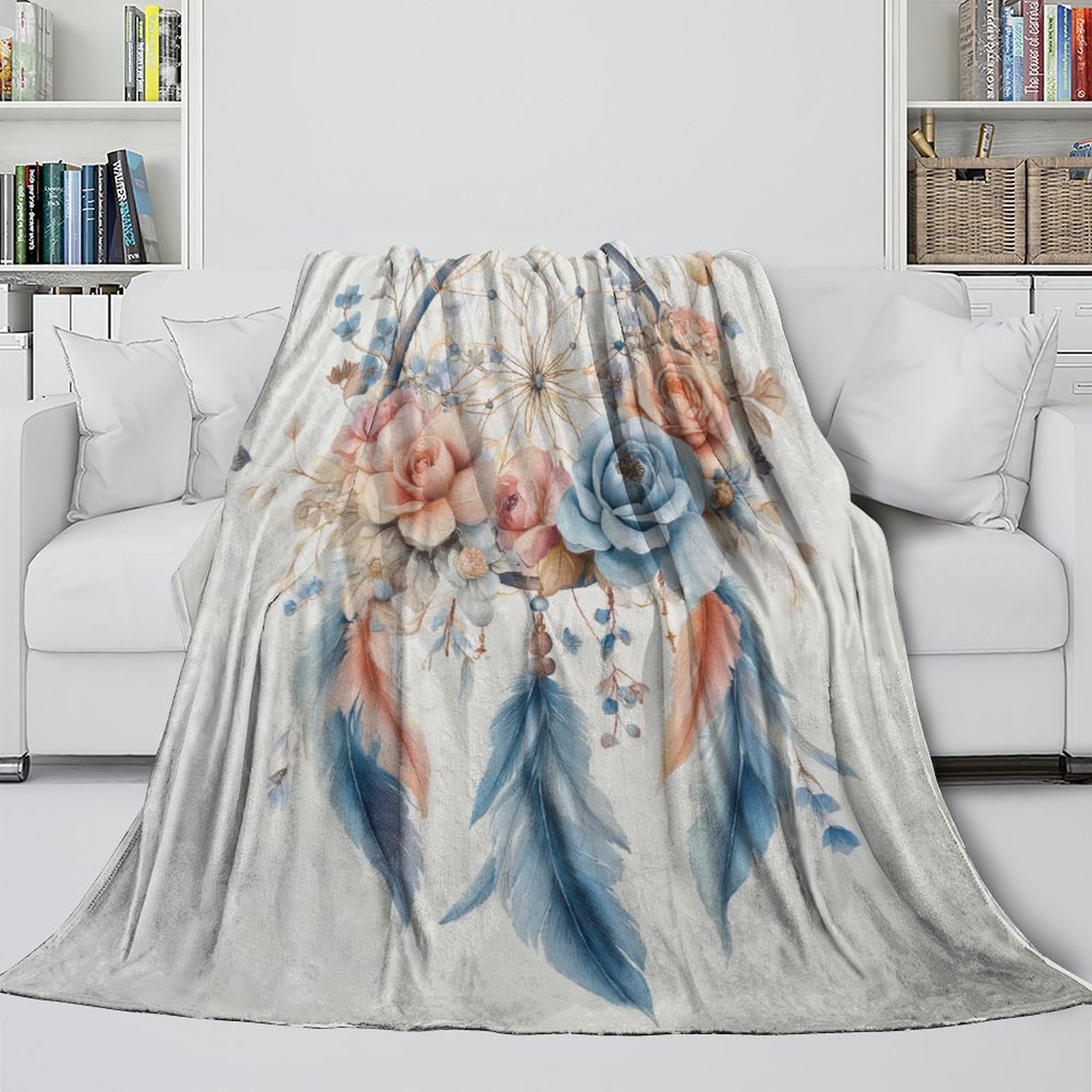 3D Gedruckte Traumfänger Blumen Decke Mikrofaser Wohnkultur Traumfänger Kuscheldecke Weich Warm Sofa Schlafzimmer 80×90(200x230cm)