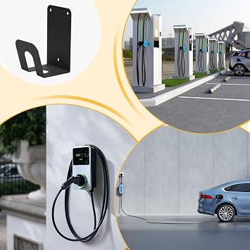 EV Charging Cable Rack -Wall Mount Cable Station | Wall-Mount Ev Charger Holder | Cables Bracket for Indoor/Outdoor Use, Charging Wire Organizer for Electric Vehicle Garage Accessories