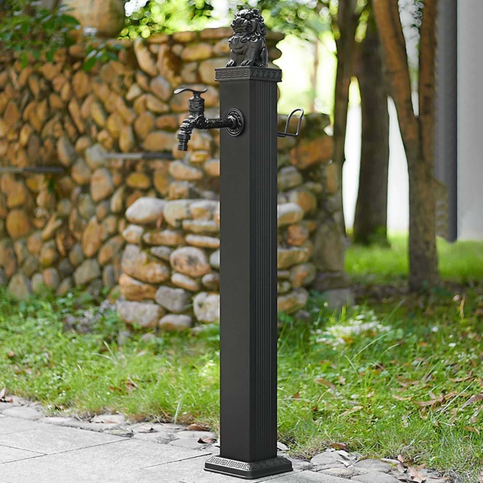Genérico Columna de Agua para jardín Exterior con Grifo, Acero Inoxidable, Columna de Agua Exterior con Grifo y Pistola rociadora, hidrante Independiente de pie para riego y Lavado en Patio, jardín y