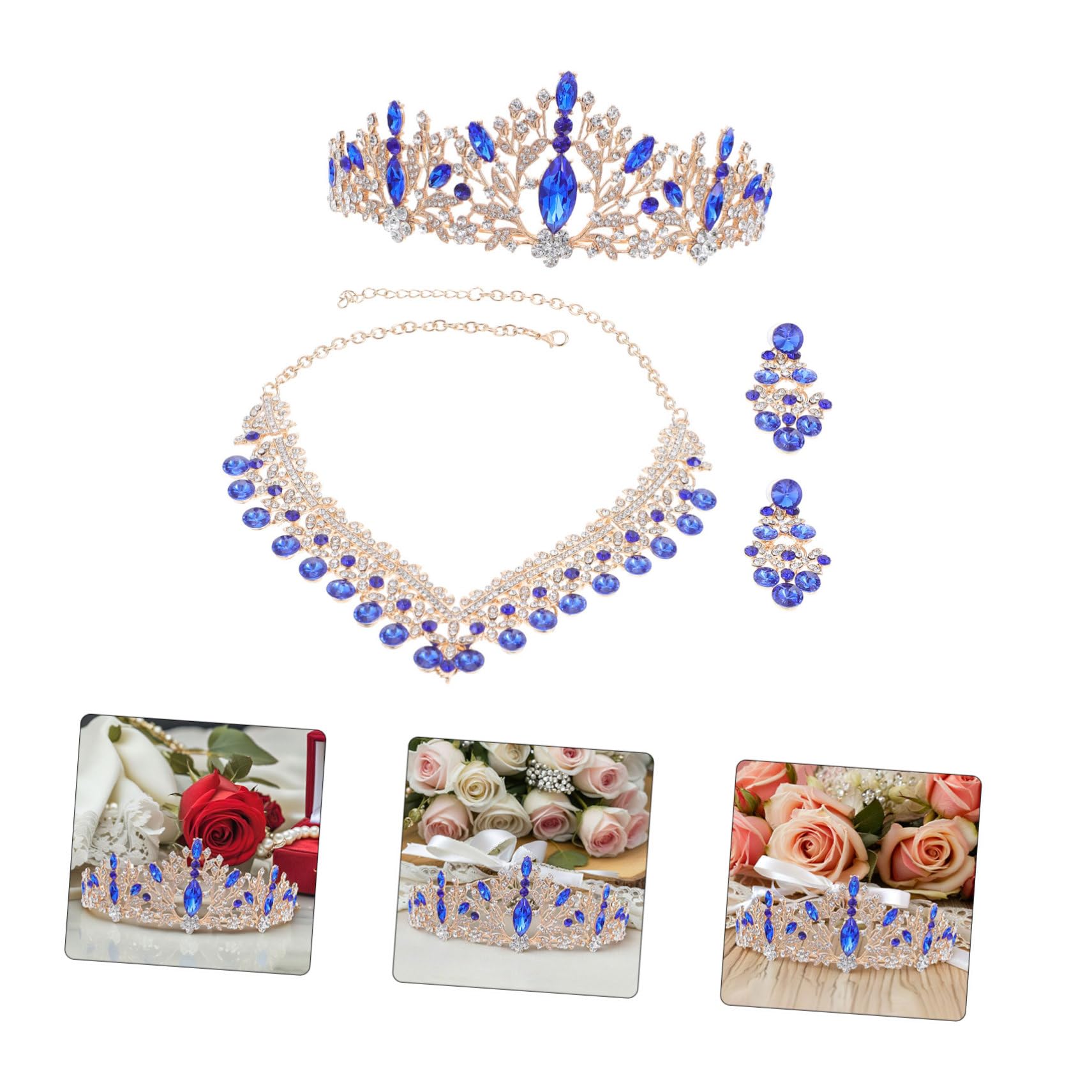 Conjunto de Joyas de Novia 1 Juego Aleación Rhinestone Azul
