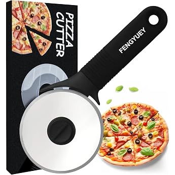 Pizza Cutter [Original] - Pizza Roller Stainless Steel Pizza Wheel Professional Pizza Cutter Non-Slip Silicone Handle Blade with Protective Cover Dishwasher Safe Black