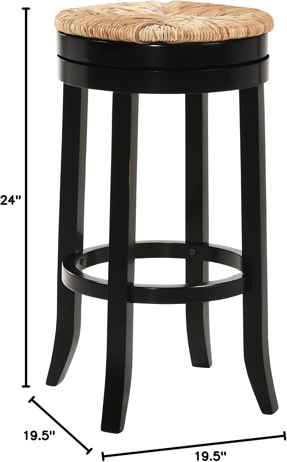 Carolina Living Irving 30" Barstool for Kitchen, Bar, Counter or High Top Dining Tables with Swivel Seat and Foot Rest, Antique Black