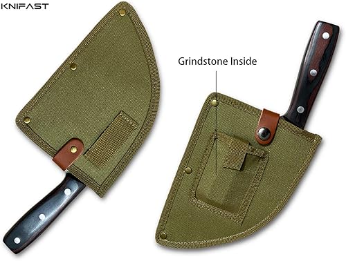 Miniatura 4 de Cuchillo de chef serbio forjado hecho a mano - Carnicero de cocina de espiga completa con amoladora de piedra