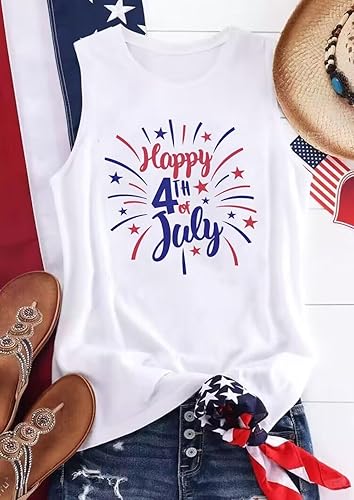 Miniatura 3 de AIMITAG Camiseta sin mangas con la bandera estadounidense para mujer, 4 de julio, patriótica, sin mangas, patriótica, camiseta sin mangas con