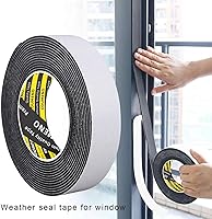 Vista 4 de Cinta adhesiva de espuma negra de una sola cara, 2 x 16.4 pies, cinta de espuma de sellado de una sola cara, cinta de esponja para ventana