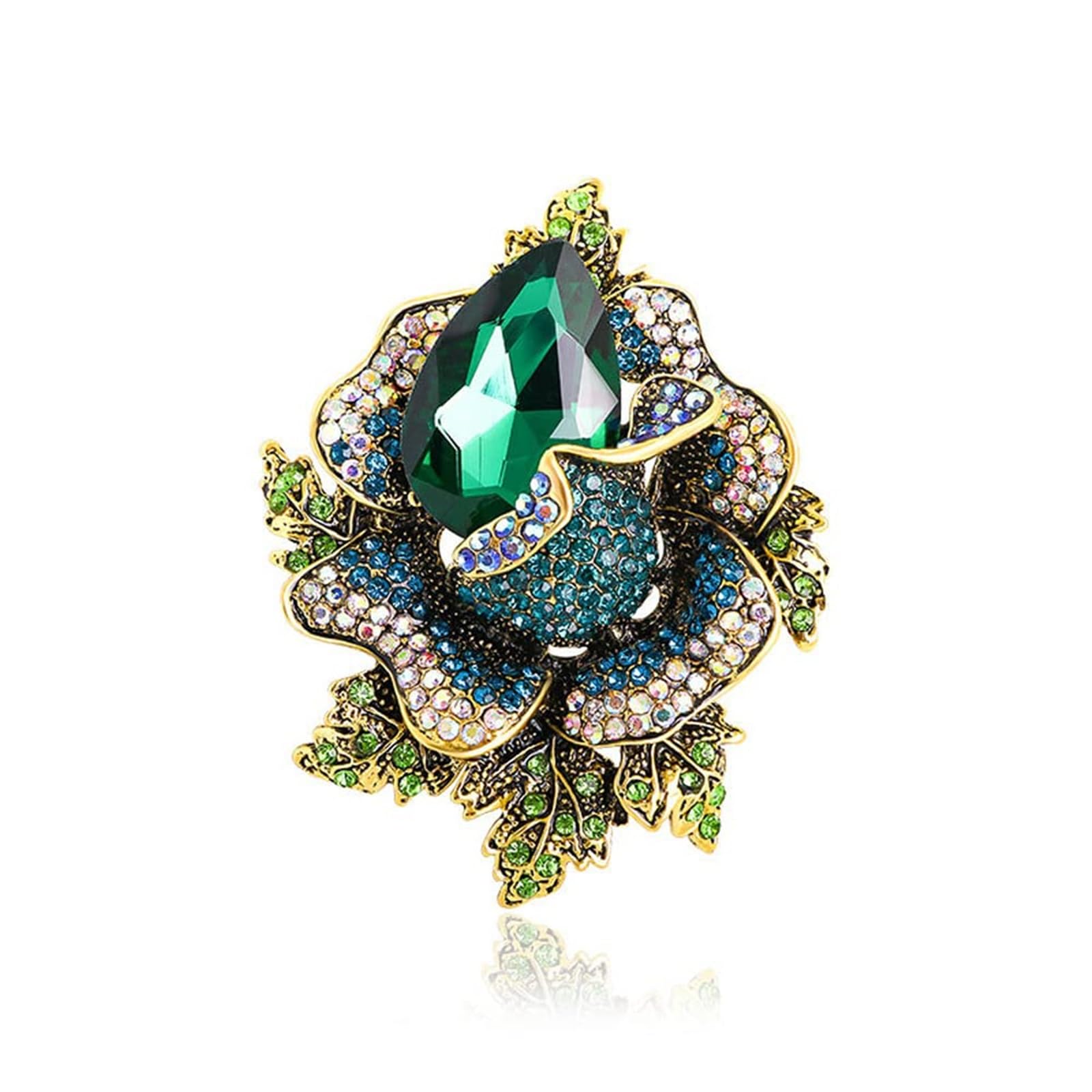 Broche de cristal hecho a mano de lujo para mujer, decoración de aleación de alta gama para abrigos, trajes y bufandas