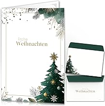 beriluDesign Christmas Cards with Envelopes Set of 15 - Folding Cards with Christmas Tree Motif for the Most Beautiful Christmas Greetings