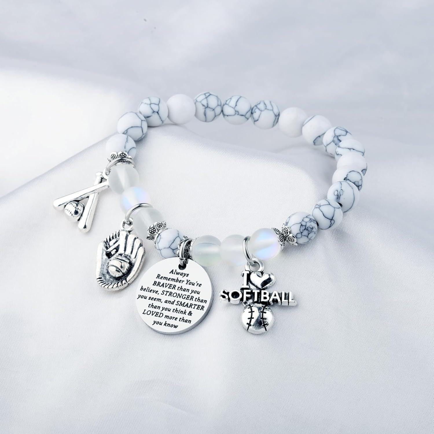 BNQL Softball Bracelet Softball Gifts for Softball Lovers Bracelets Softball Team Player Gift Softball Inspirational Gift Bracelet - Image 3