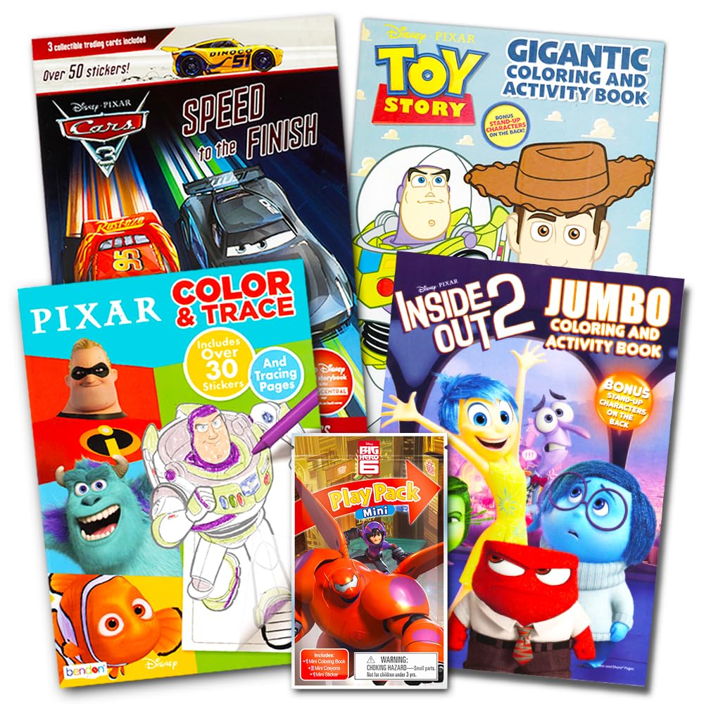 Disney Pixar Toy Story Coloring Book Ultimate Assortment Set ~ Bundle Includes 4 Books Featuring Disney Cars, Toy Story, Finding Nemo and More (Includes Stickers)