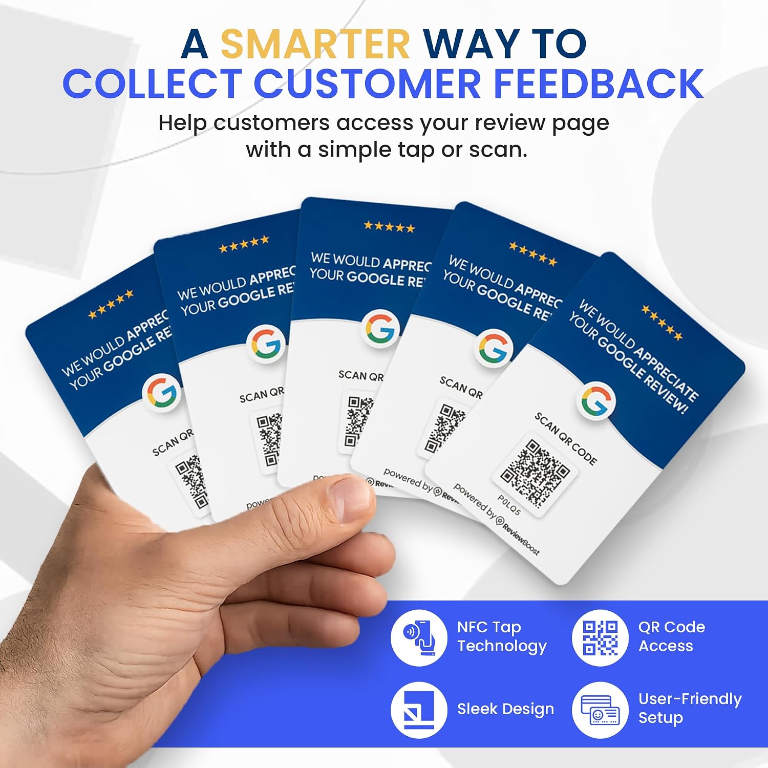 Google Review Tap Card, Zappy NFC Review Cards with QR Code, Instant Google Review Collection, Compatible with All Phones, Includes Review Management Software Access (8 Pack)