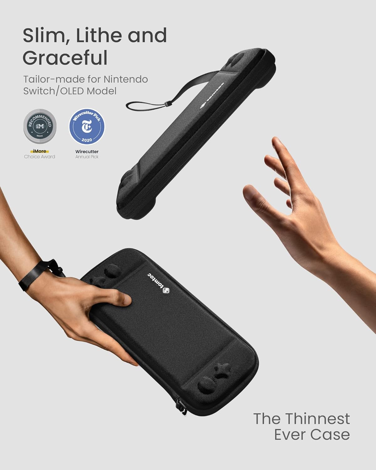 tomtoc Switch Case for Nintendo Switch, Slim Switch Sleeve with 10 Game Cartridges, Protective Switch Carry Case for Travel, with Original Patent and Military Level Protection, Black - Image 2