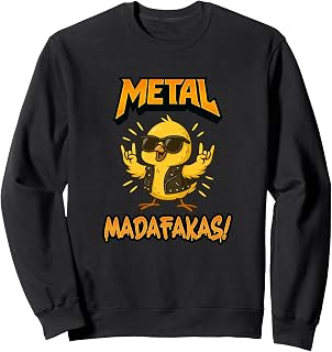 Funny Metal Motif with Chick and Rocker Look Sweatshirt