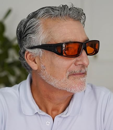 Miniatura 7 de BLUELESS Fitover - Lentes de dormir para computadora con bloqueo azul con color naranja, color negro