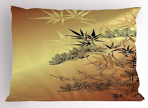 Miniatura 12 de Ambesonne Synthwave - Juego de 2 fundas de almohada, ilustración abstracta de los años 80 con palmeras y cuadros de puesta de sol, artículo de