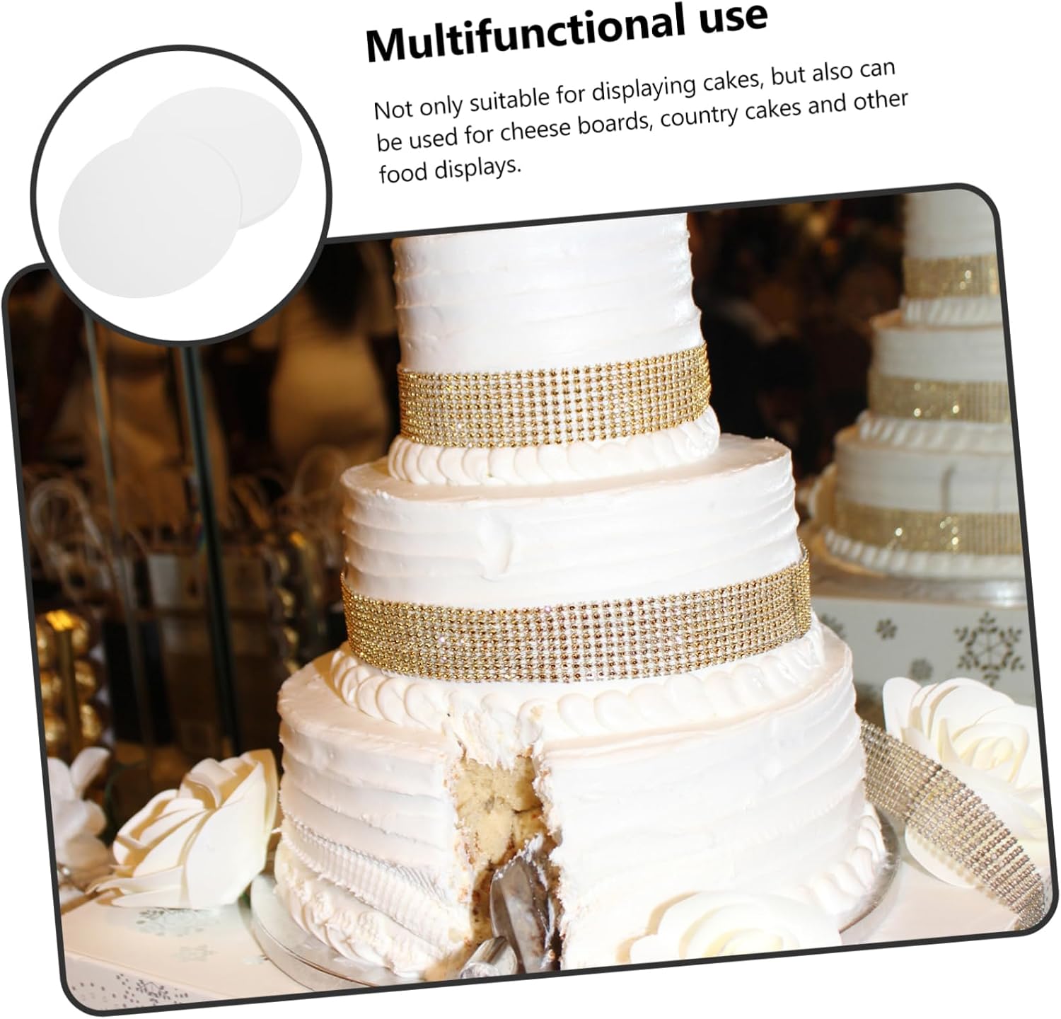 12pcs Round Cake Base Cardboard Boards Disposable Cake Circles for Baking and Display for Birthdays Weddings and Celebrations Simple and Elegant Design