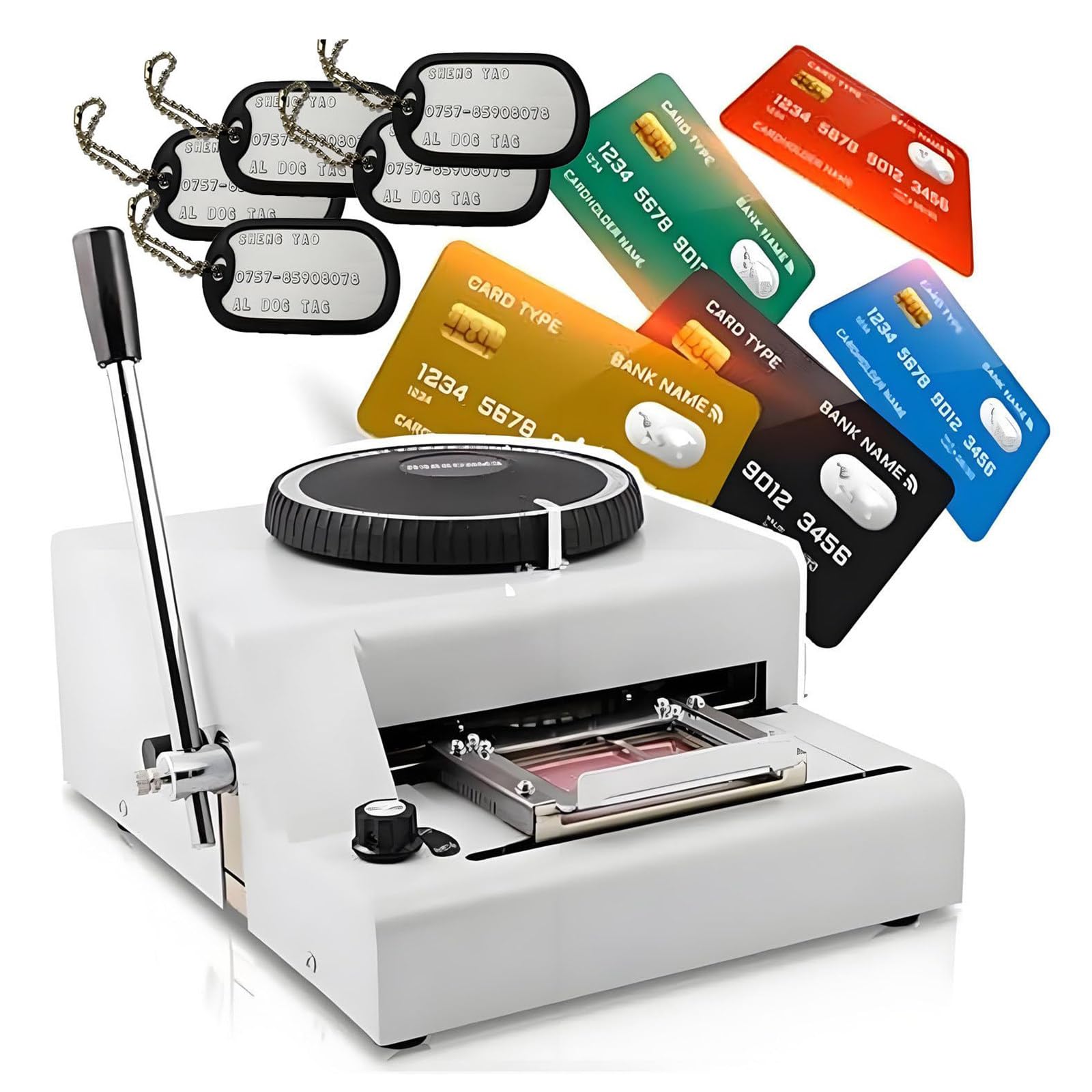 HajMyrdonyx Metal Stainless Steel Stamping Machine, Manual Embosser Machine Credit Card Embossing Machine 72 Character Card Embosser Adjustable Character Spacing and Depth for PVC Card Credit ID VIP