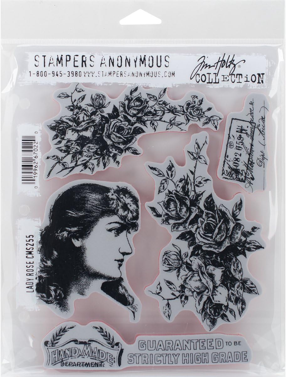 Stampers Anonymous Tim Holtz Cling Stamps 7"X8.5", Lady Rose