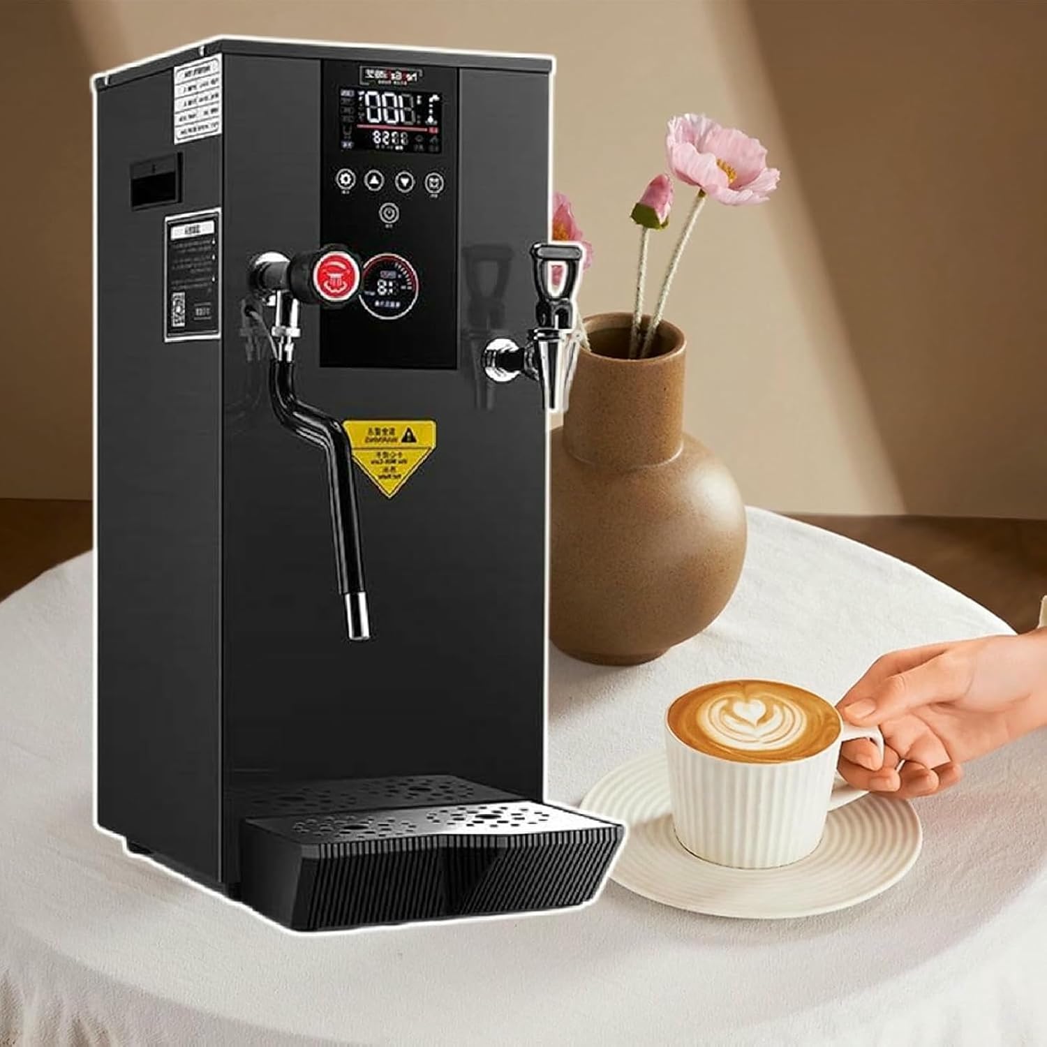 Commercial Milk Frother, 12L Steam Milk Frothing Machine, 3000W Electric Water Boiler with LED Display for Espresso Coffee Tea Coffee Shop Dessert