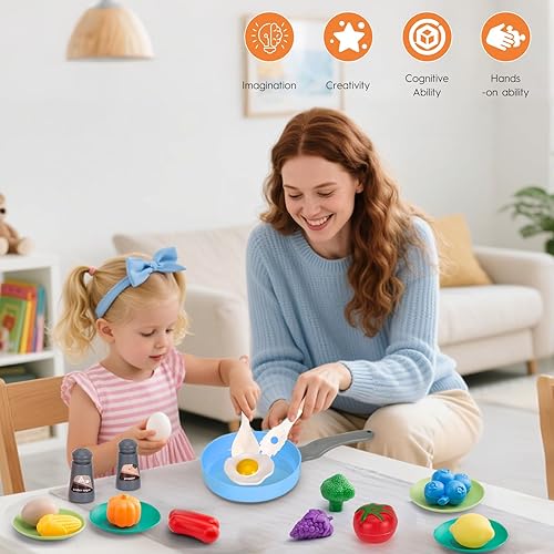 Miniatura 8 de 35 piezas de accesorios de juguete de cocina para niños, juego de cocina para niños pequeños con ollas, sartenes, utensilios, utensilios de cocina,
