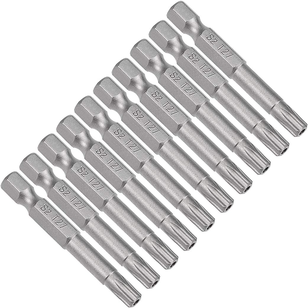 uxcell 10 Pcs 1/4" Hex Shank T10 Magnetic Security Torx Screwdriver Bits 50mm Length