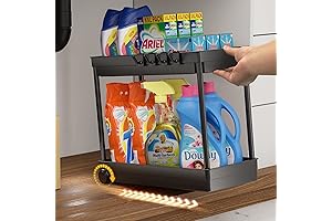 Under Sink Organizer, Under Cabinet Basket Organizer Drawer with Hooks, Bathroom Standing...