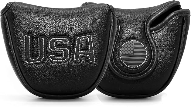 USA Mallet Putter Cover Headcover Magnetic Golf Head Covers Headcovers Club Protective Equipment for Scotty Cameron Odyssey Two Ball Taylormade Durable Thick Pu Leather
