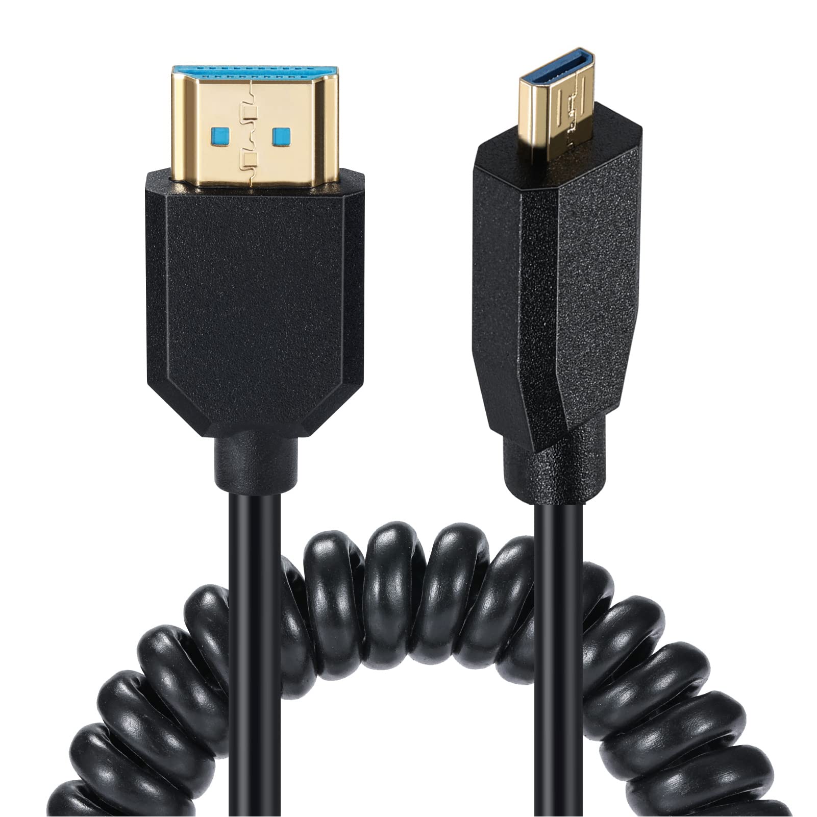 MOTONG Thin 8K HDMI to Micro HDMI Cable 2.1 Version, Coiled Gold-Plated Micro HDMI D to HDMI Male to Male Cable Cord, 8K@60Hz 4K@120Hz 48Gbps, Support