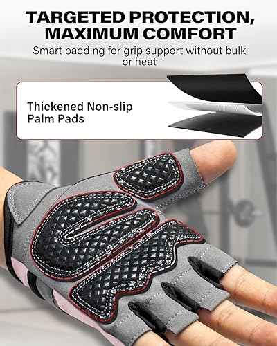 Miniatura 4 de VINSGUIR - Guantes ligeros de entrenamiento con excelente agarre para hombres y mujeres, levantamiento de pesas, gimnasio, ciclismo, ejercicio,