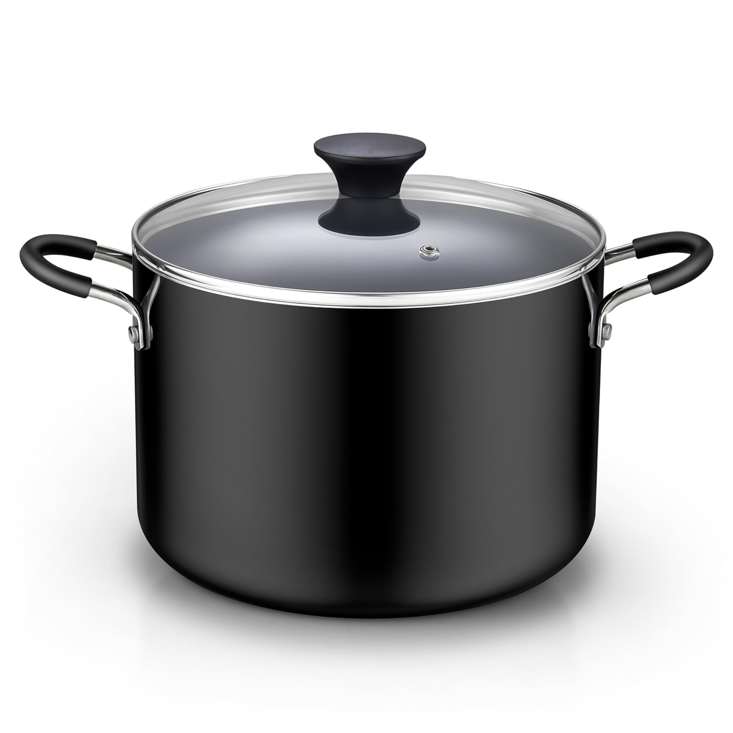Photo 1 of ***LID NOT INCLUDED*** Cook N Home Professional 8 Quart Nonstick Stock Pot, Riveted Handles, Big Soup Pot for Holiday Feasts, Stockpot with Even Heating, Induction Cookware, Oven & Dishwasher Safe, Black