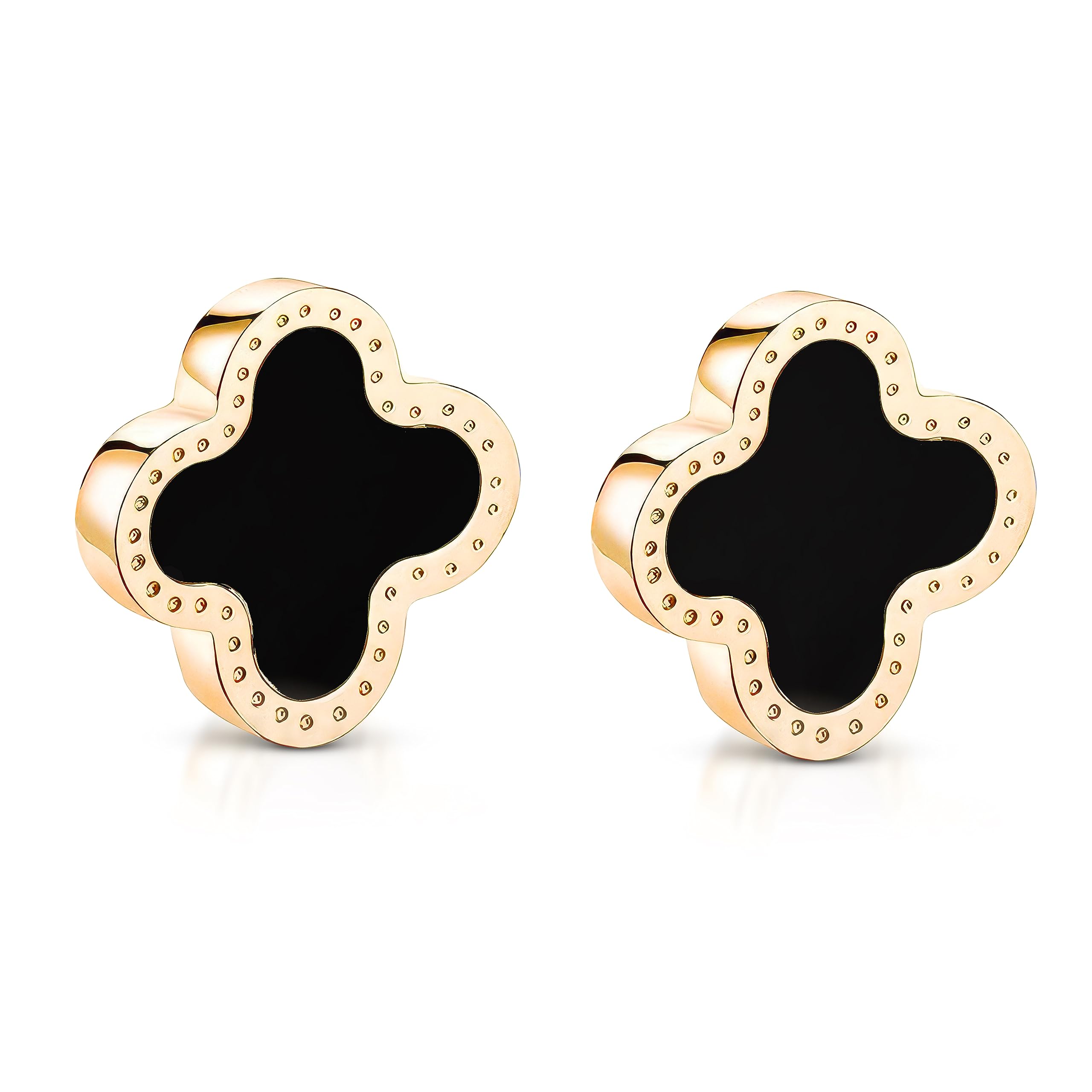 Four Leaf Clover Earrings for Women 18K Gold Plated Stainless Steel Lucky 4 Leaf Ear Studs Jewelry Gift Clover Dainty Stud Earrings Hypoallergenic Clover Stud Earrings