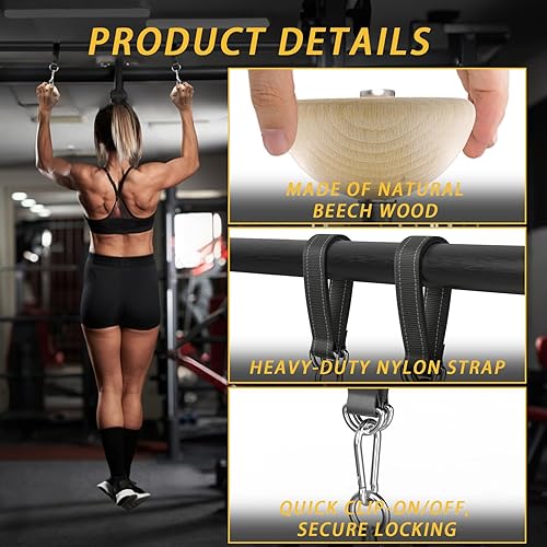 Miniatura 6 de Bolas de agarre de madera para pull-ups - 2 en 1 diseño de parte superior plana y media esfera - Entrenador de fuerza de antebrazo de madera de haya