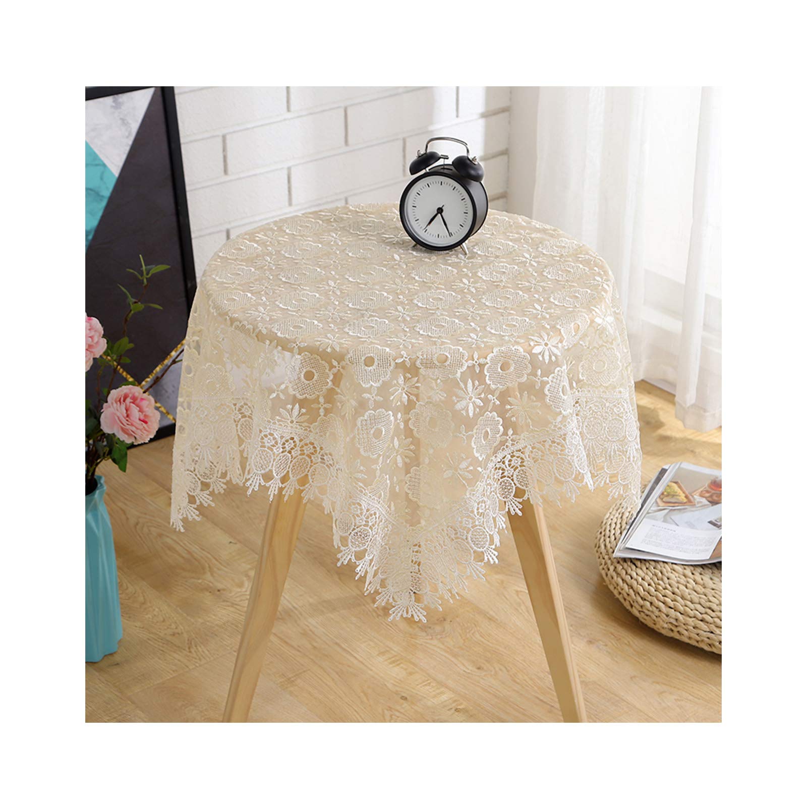 Nappe rustique vintage dentelle brodée florale anti-poussière