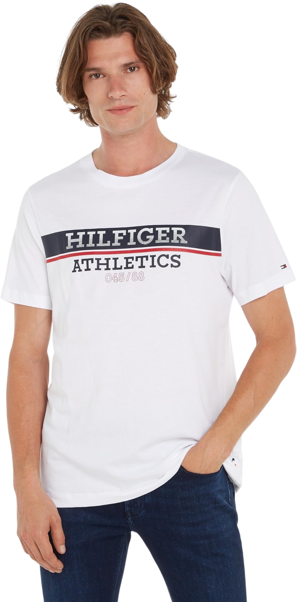Tommy Hilfiger Camiseta de manga corta Hombre Hilfiger Ath Tee Cuello redondo, Blau (Azul), 3XL