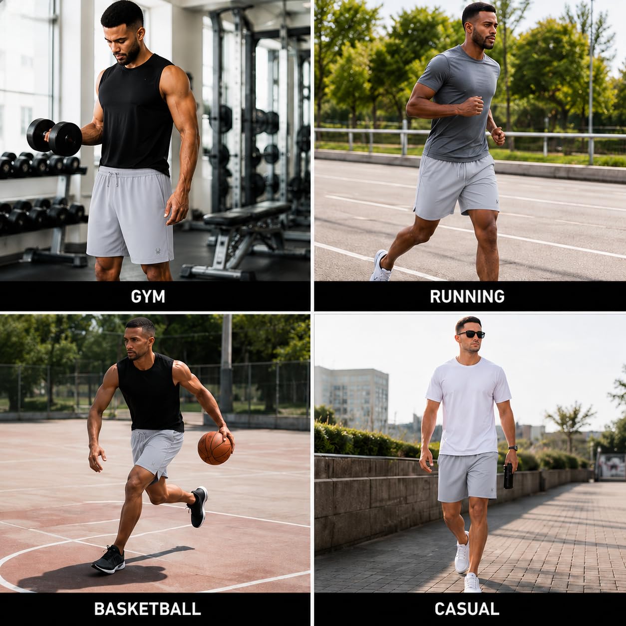Spyder Pantalones cortos deportivos para hombre, ligeros, elásticos, con bolsillos para entrenamiento y correr, entrepierna de 8 pulgadas