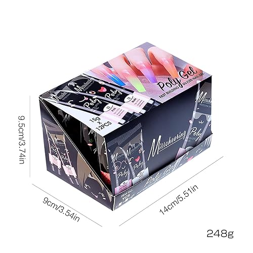 Miniatura 8 de Bydezcon Esmalte de uñas de 12 colores, extensión acrílica, gel semipermanente, diseño de arte de gelatina de cristal, extensión de cristal, 0.5 fl