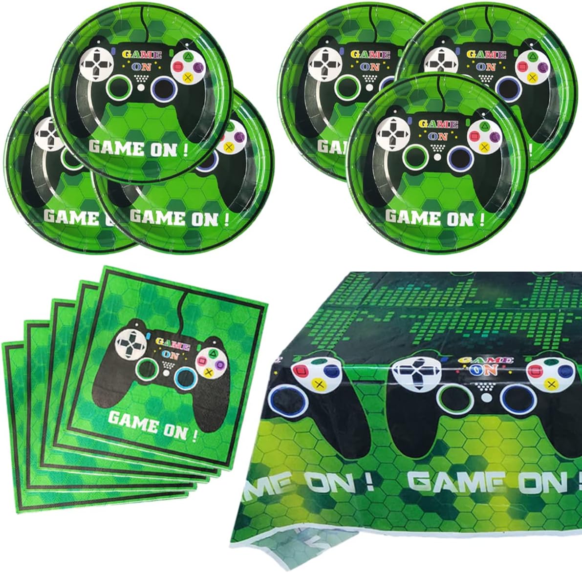 Video Games Party Tableware Supplies Set Including 20 pcs Plates, Table Cover and 20 pcs Napkins, Video Games Theme Party Baby Shower Birthday Decorations Video Games Party Tableware Supplies Set Including 20 pcs Plates, Table Cover and 20 pcs Napkins, Video Games Theme Party Baby Shower Birthday Decorations