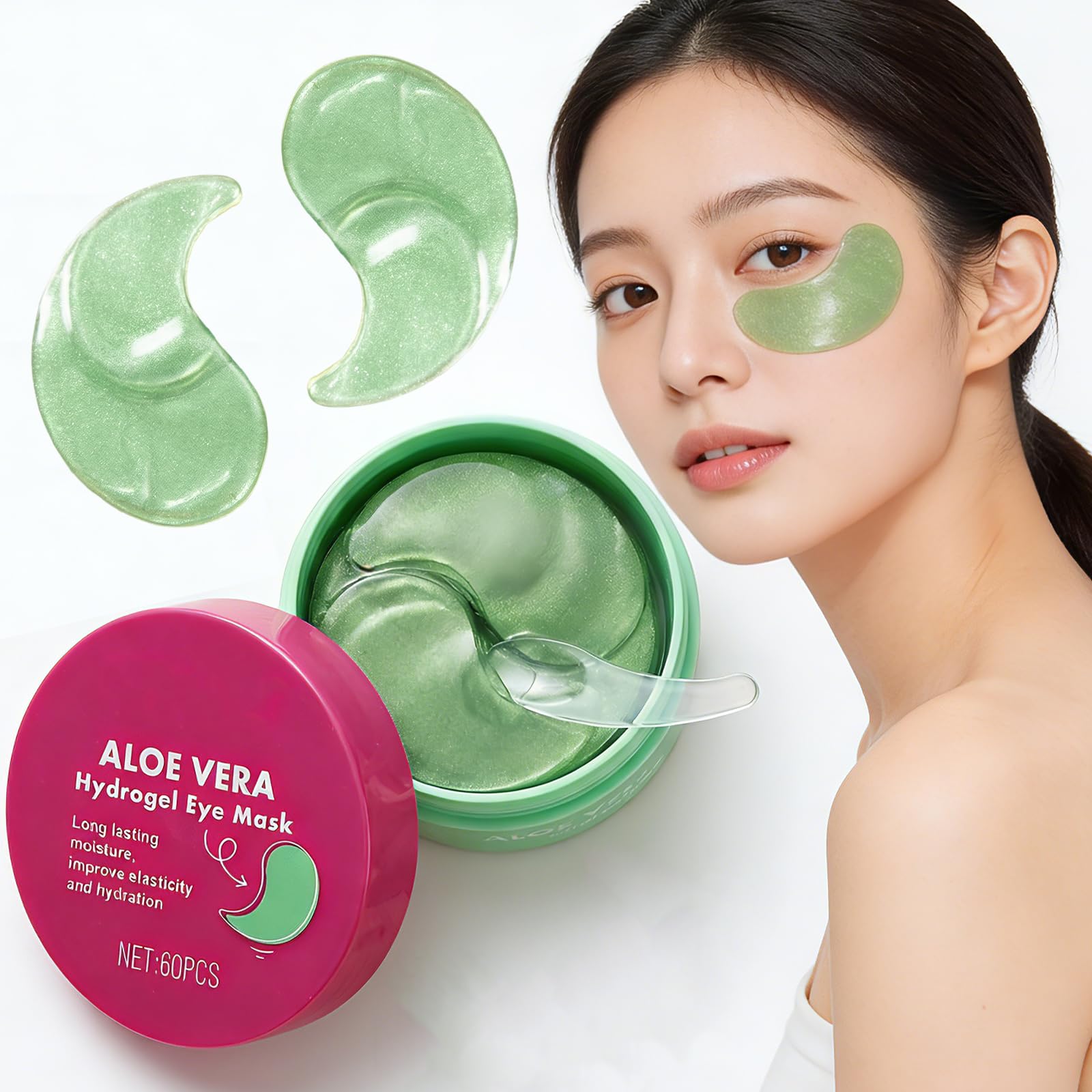 Elitzia ETXJ230506 30 Pairs Aloe Vera Hydrogel Eye Patches, Moisturizing Care, Dry Care, Suitable for Sensitive Skin, Everyday Easy Patch
