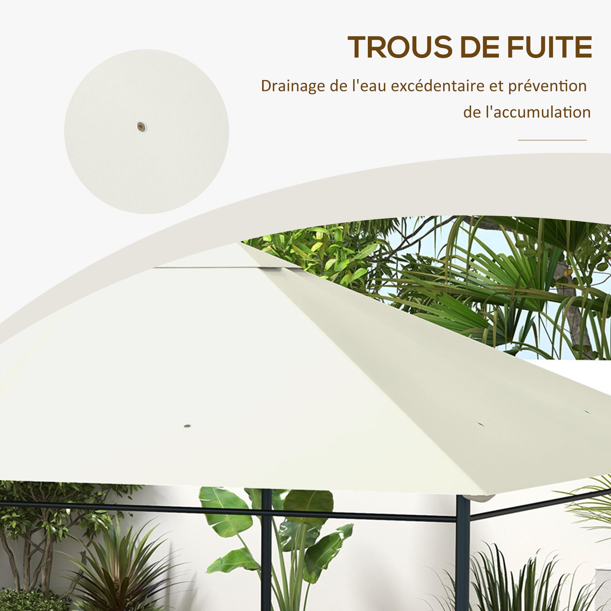 Outsunny - Lienzo de repuesto para pabellón carpa de techo de repuesto, cenador de jardín, tejido de poliéster de alta densidad, 180 g/m², anti UV, 3 x 4 m, color crema