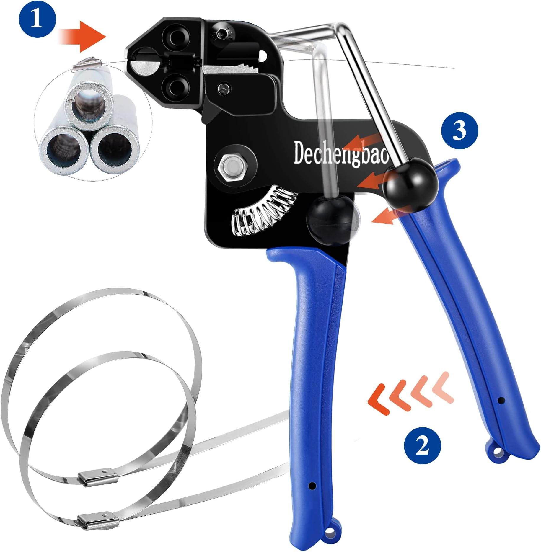 Metal Cable Tie Gun Set, Stainless Steel Cable Tie Gun, Adjustable Tensioning and Cutting Tool with 200 Self-Locking 304 Stainless Steel Cable Ties