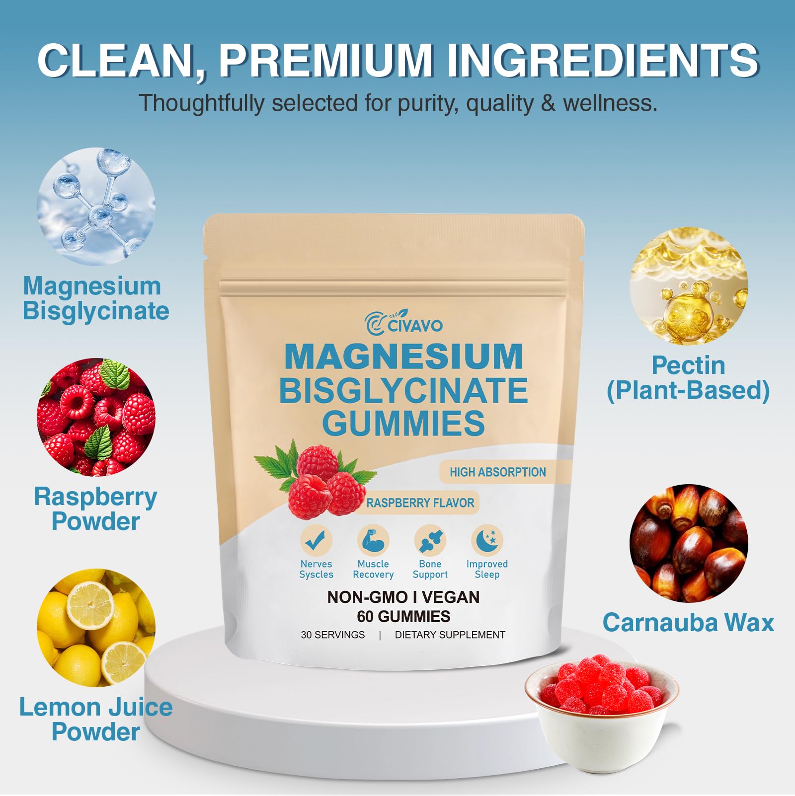 Magnesium Bisglycinate Gummies, with 400mg Magnesium Bisglycinate Chelate — Amazon image 3