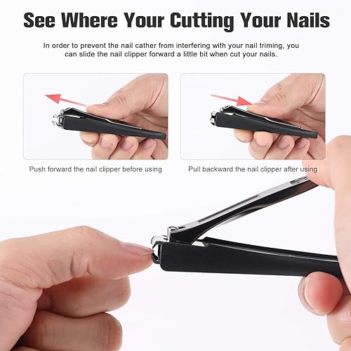 Miniatura 5 de FERYES Cortaúñas con atrapasueño, juego de 2 piezas, cortaúñas y cortaúñas de pies sin salpicaduras, cortadores de uñas de acero inoxidable, con