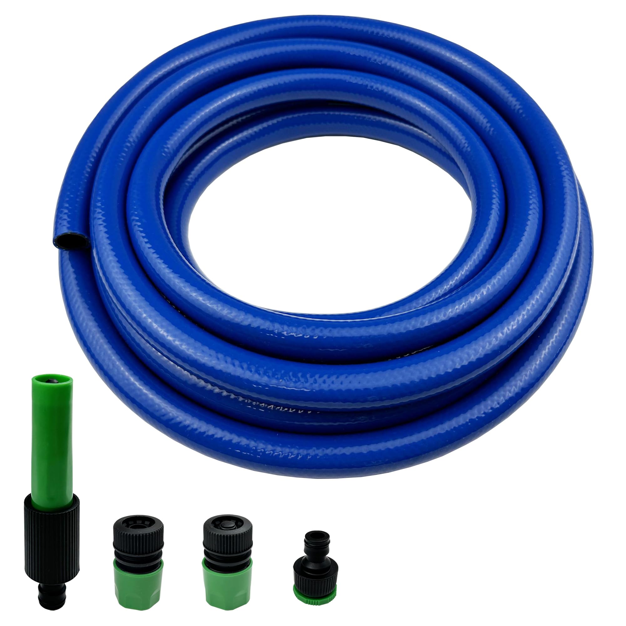 Darnassus Short PVC Garden Hose with Plastic Quick-Connect - 5M (15FT) Leak-Proof and Kink-Free, 12 mm (1/2") ID Leader Hose for Washing Machine RV Caravan