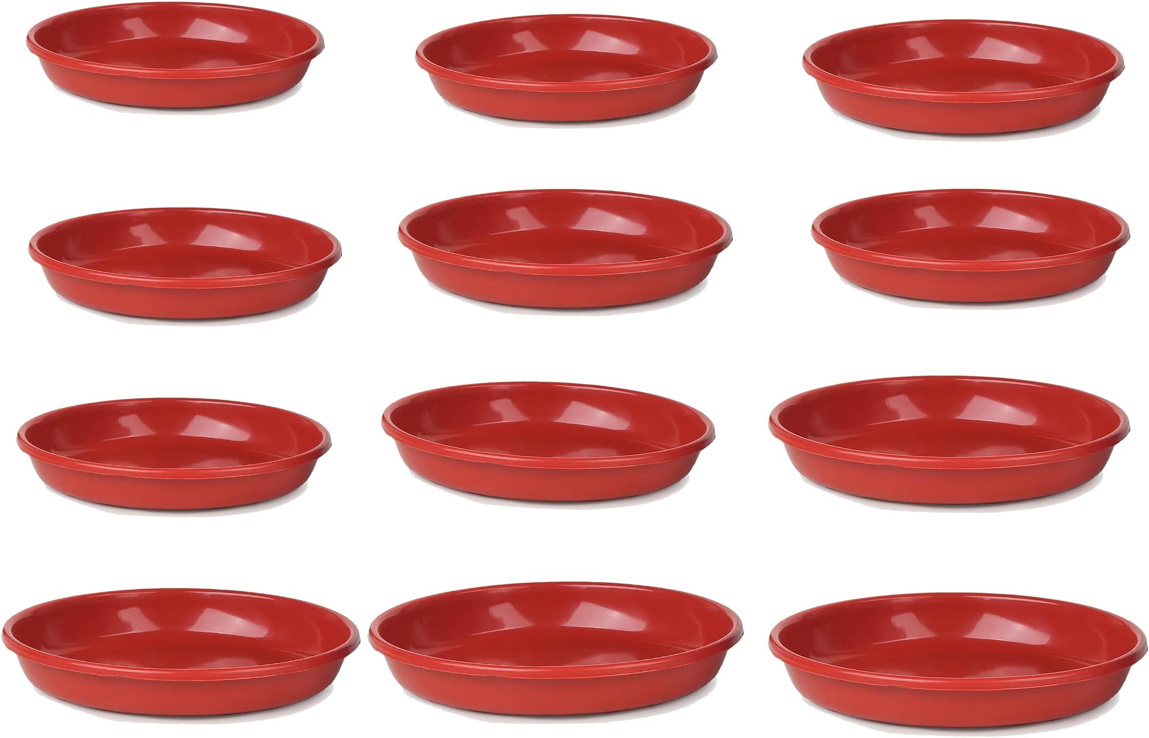 GTB Plants Bottom Plate, Drip Tray for Plants, Gamla, Terracotta Color| (8-inch, Red) Set of 12
