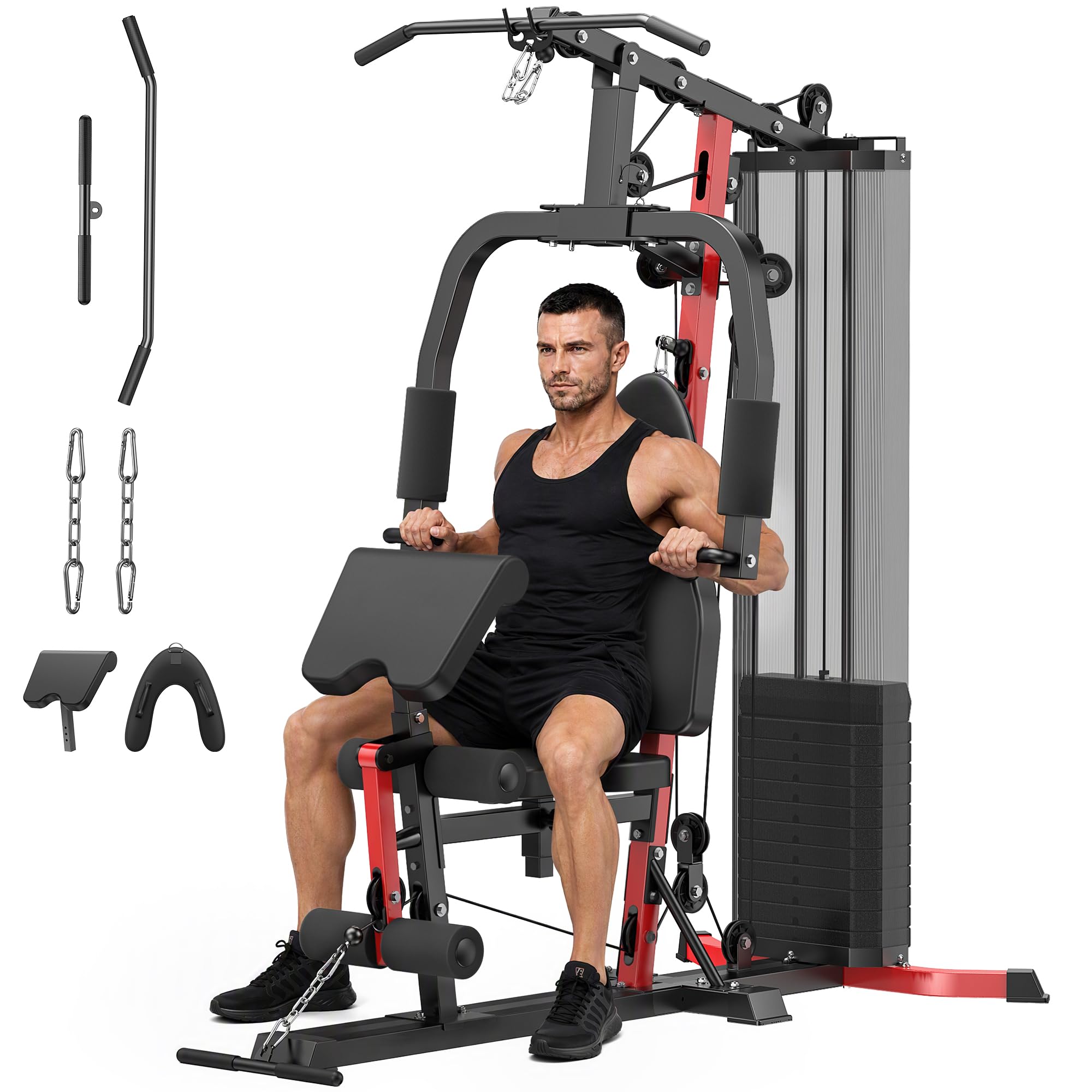 Home Gym System with 160LB Weight Stack, Multifunctional All-in-One Workout Station, Full Body Strength Training System