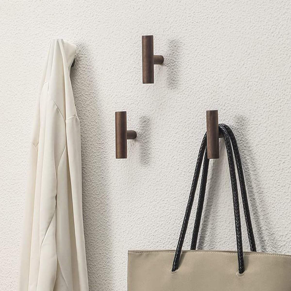Ganchos de Pared Rústicos 4 Piezas de Madera para Toallas y Abrigos Multifuncionales Alta Capacidad de Carga para Baño y Dormitorio