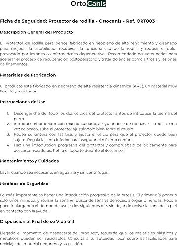 Miniatura 6 de Ortocanis - Protector de rodilla para perro Rodillera canina de neopreno ajustable para estabilidad articular, recuperación Ortesis veterinaria