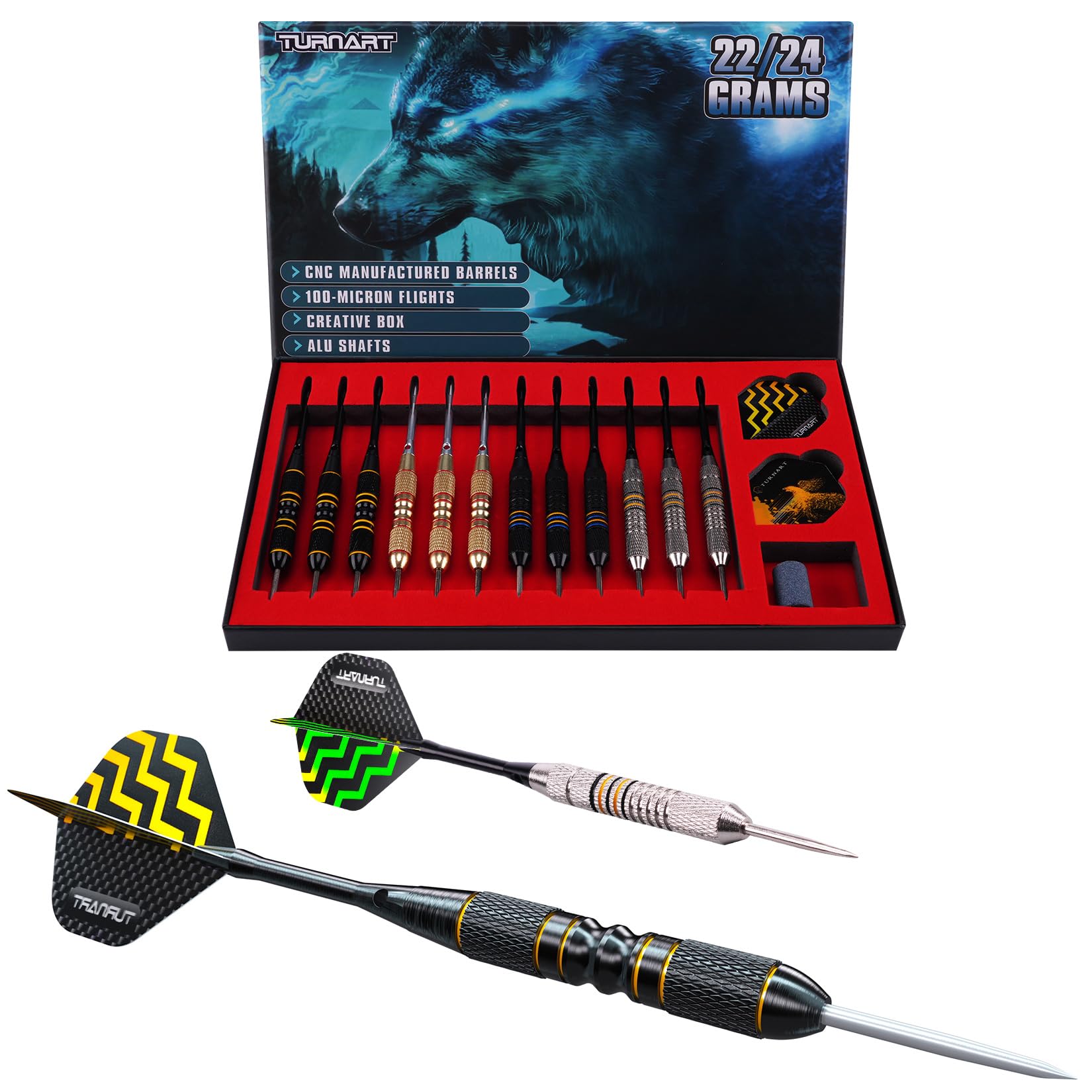 Set Di 12 Freccette In Acciaio Con Punta In Metallo – Alette Prism 100 Micron E Steli In Alluminio, Per Giocatori Professionisti