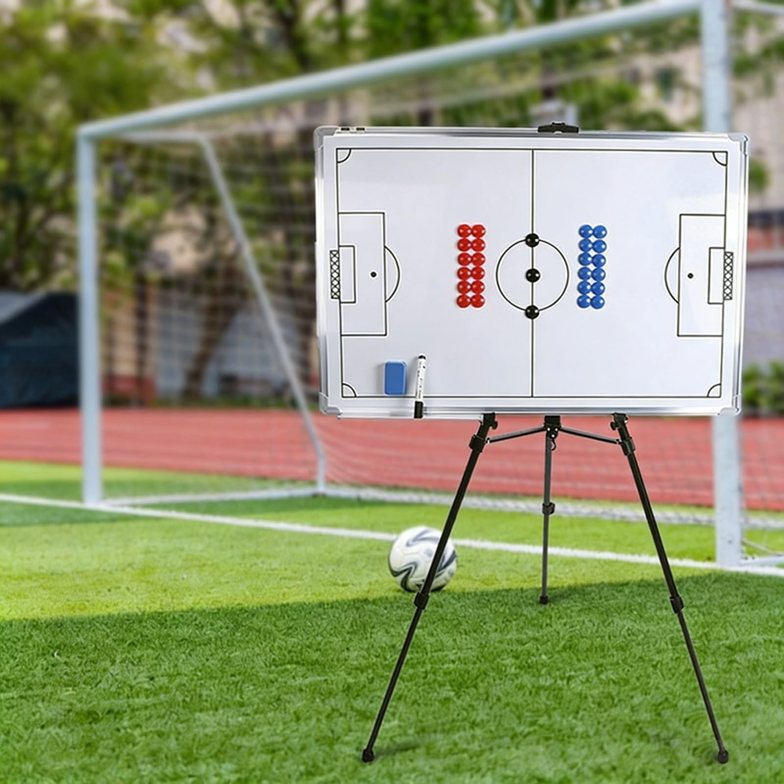 Lavagna per Allenatori di Calcio, Lavagna Magnetica Calcio, con Pedine, Supporti Triangolari, Penna e Gomma
