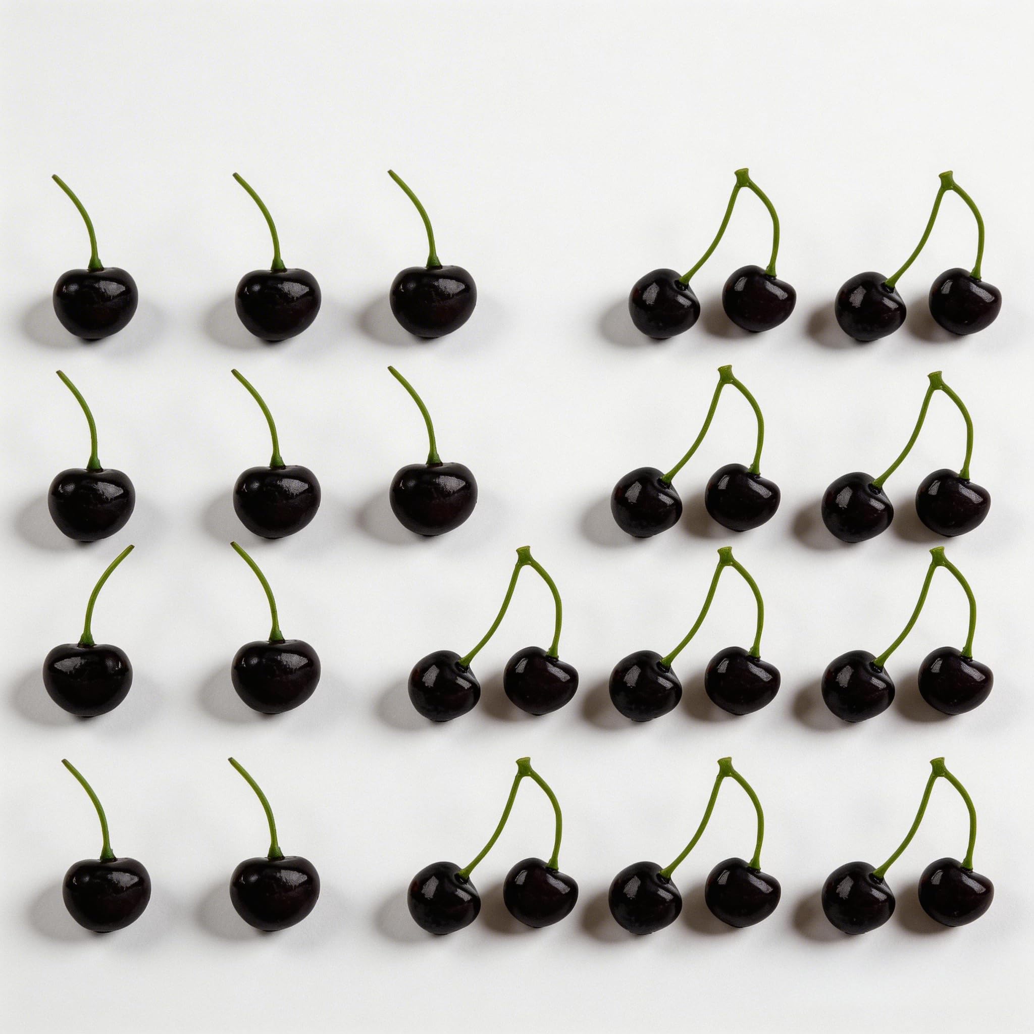 Samyosaien Black Fake Artificial Cherries With Stem, 20Pcs Foam Decorative Cherries, 2 Sizes (7Cm & 5.5Cm) Realistic Faux Fruit For Home Kitchen Wedding Cake Decor Party Photography Props